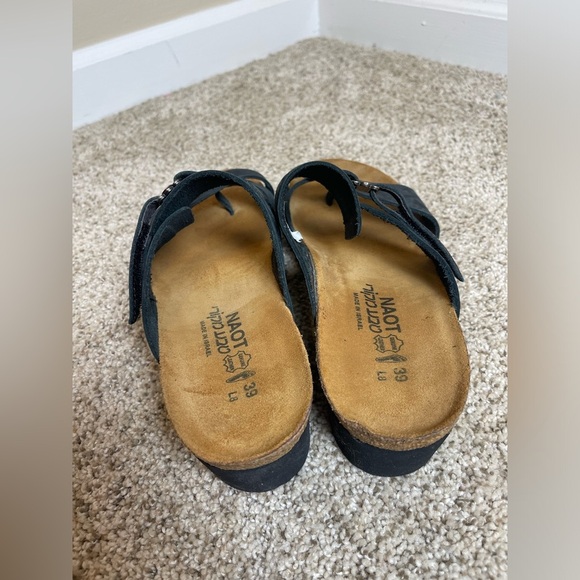Naot Black Leather Sandals Slip On Size 39/9 - Picture 5 of 6